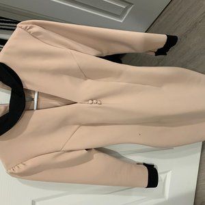 Baby pink and black collared fitted dress